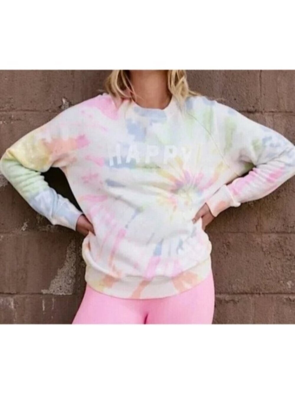 SPIRITUAL GANGSTER 100% Cotton Sweatshirt Happy Tie Dye Raglan Boho $158 Medium
